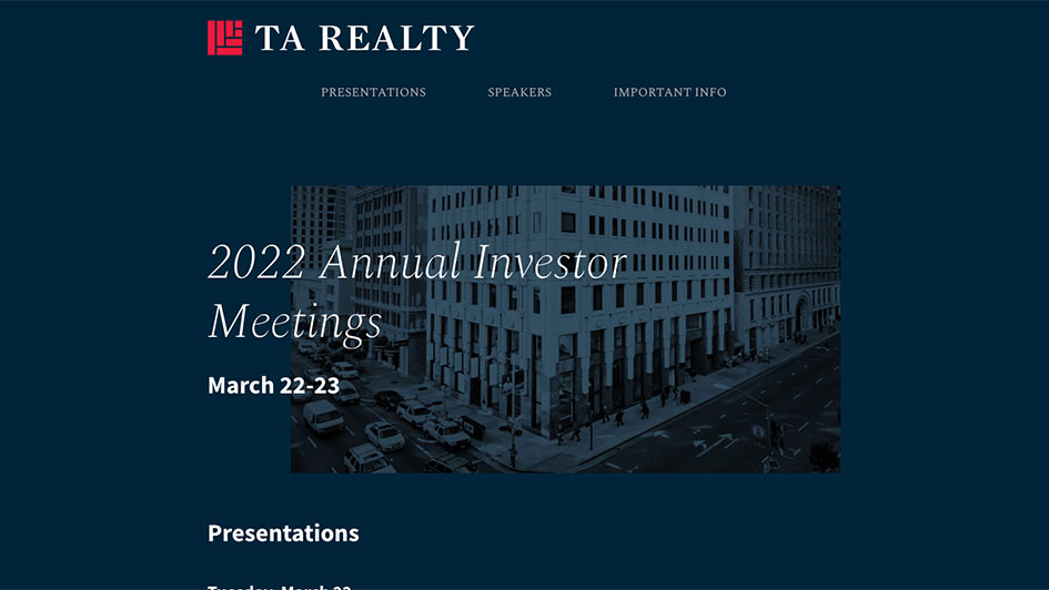 TA Realty Annual Meeting Microsite